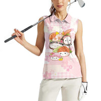 Personalized Japanese Kawaii Sushi Women Sleeveless Polo Shirt Pink Wagara Palaka This Is How I Roll - Wonder Print Shop