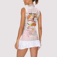 Personalized Japanese Kawaii Sushi Women Sleeveless Polo Shirt Pink Wagara Palaka This Is How I Roll - Wonder Print Shop
