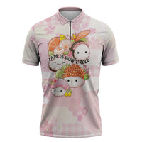 Personalized Japanese Kawaii Sushi Zipper Polo Shirt Pink Wagara Palaka This Is How I Roll - Wonder Print Shop