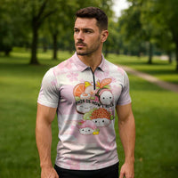 Personalized Japanese Kawaii Sushi Zipper Polo Shirt Pink Wagara Palaka This Is How I Roll - Wonder Print Shop