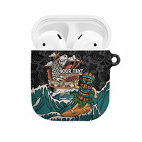 Personalized Japanese Koi Fish Ramen AirPods Case Tiki Surfing Wagara Hibiscus Pattern - Wonder Print Shop