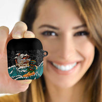 Personalized Japanese Koi Fish Ramen AirPods Case Tiki Surfing Wagara Hibiscus Pattern - Wonder Print Shop