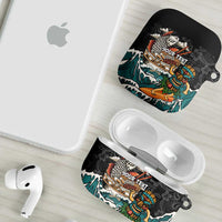 Personalized Japanese Koi Fish Ramen AirPods Case Tiki Surfing Wagara Hibiscus Pattern - Wonder Print Shop