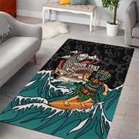 Personalized Japanese Koi Fish Ramen Area Rug Tiki Surfing Wagara Hibiscus Pattern - Wonder Print Shop