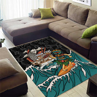 Personalized Japanese Koi Fish Ramen Area Rug Tiki Surfing Wagara Hibiscus Pattern - Wonder Print Shop