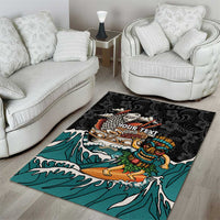 Personalized Japanese Koi Fish Ramen Area Rug Tiki Surfing Wagara Hibiscus Pattern - Wonder Print Shop