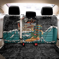Personalized Japanese Koi Fish Ramen Back Car Seat Cover Tiki Surfing Wagara Hibiscus Pattern - Wonder Print Shop