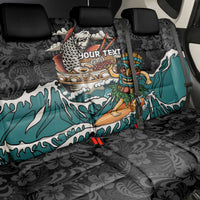 Personalized Japanese Koi Fish Ramen Back Car Seat Cover Tiki Surfing Wagara Hibiscus Pattern - Wonder Print Shop