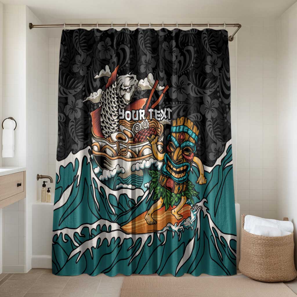 Personalized Japanese Koi Fish Ramen Bathroom Set Tiki Surfing Wagara Hibiscus Pattern - Wonder Print Shop