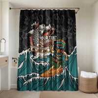 Personalized Japanese Koi Fish Ramen Bathroom Set Tiki Surfing Wagara Hibiscus Pattern - Wonder Print Shop
