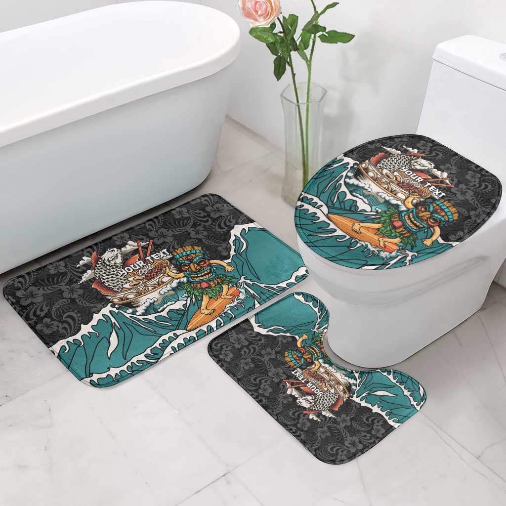 Personalized Japanese Koi Fish Ramen Bathroom Set Tiki Surfing Wagara Hibiscus Pattern - Wonder Print Shop
