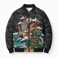 Personalized Japanese Koi Fish Ramen Bomber Puffer Jacket Tiki Surfing Wagara Hibiscus Pattern - Wonder Print Shop
