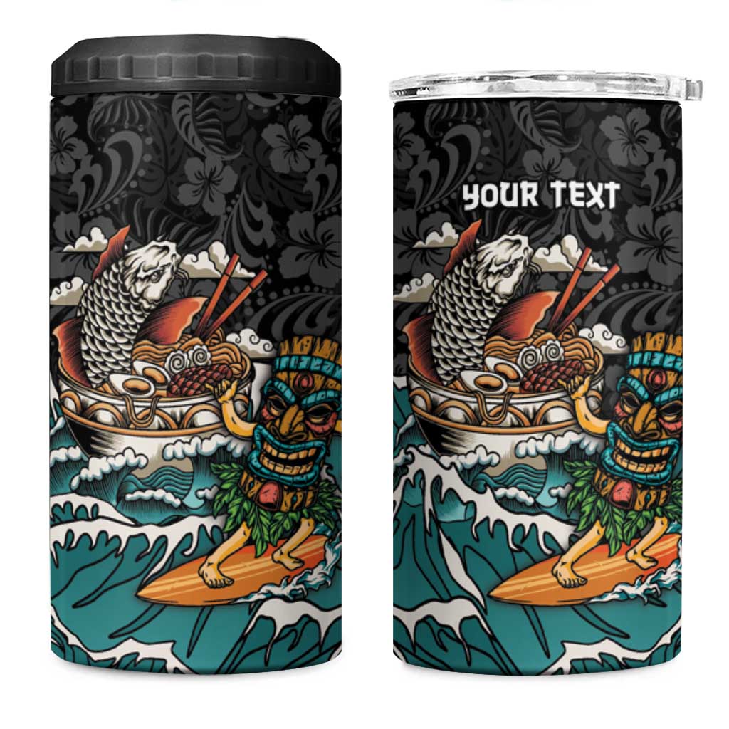 Personalized Japanese Koi Fish Ramen 4 in 1 Can Cooler Tumbler Tiki Surfing Wagara Hibiscus Pattern - Wonder Print Shop
