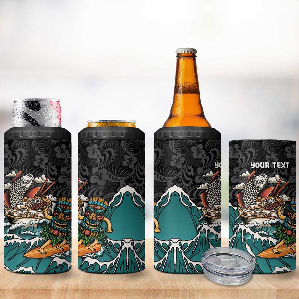 Personalized Japanese Koi Fish Ramen 4 in 1 Can Cooler Tumbler Tiki Surfing Wagara Hibiscus Pattern - Wonder Print Shop