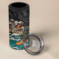 Personalized Japanese Koi Fish Ramen 4 in 1 Can Cooler Tumbler Tiki Surfing Wagara Hibiscus Pattern - Wonder Print Shop