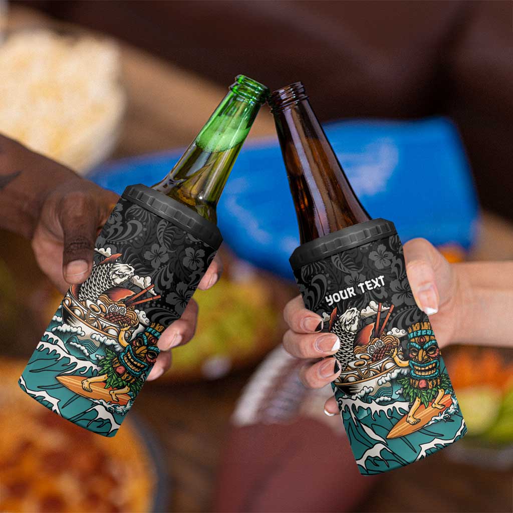 Personalized Japanese Koi Fish Ramen 4 in 1 Can Cooler Tumbler Tiki Surfing Wagara Hibiscus Pattern - Wonder Print Shop