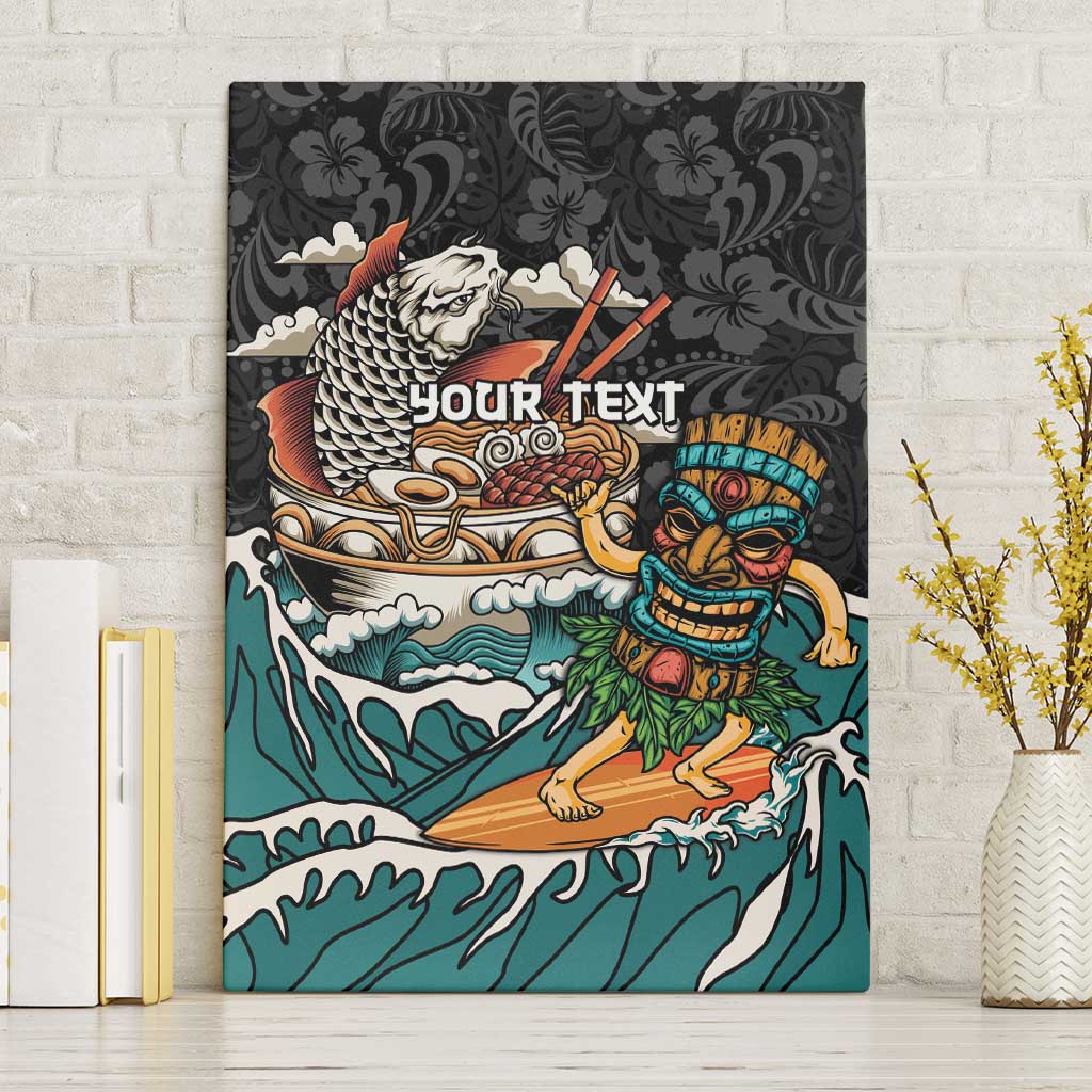 Personalized Japanese Koi Fish Ramen Canvas Wall Art Tiki Surfing Wagara Hibiscus Pattern - Wonder Print Shop