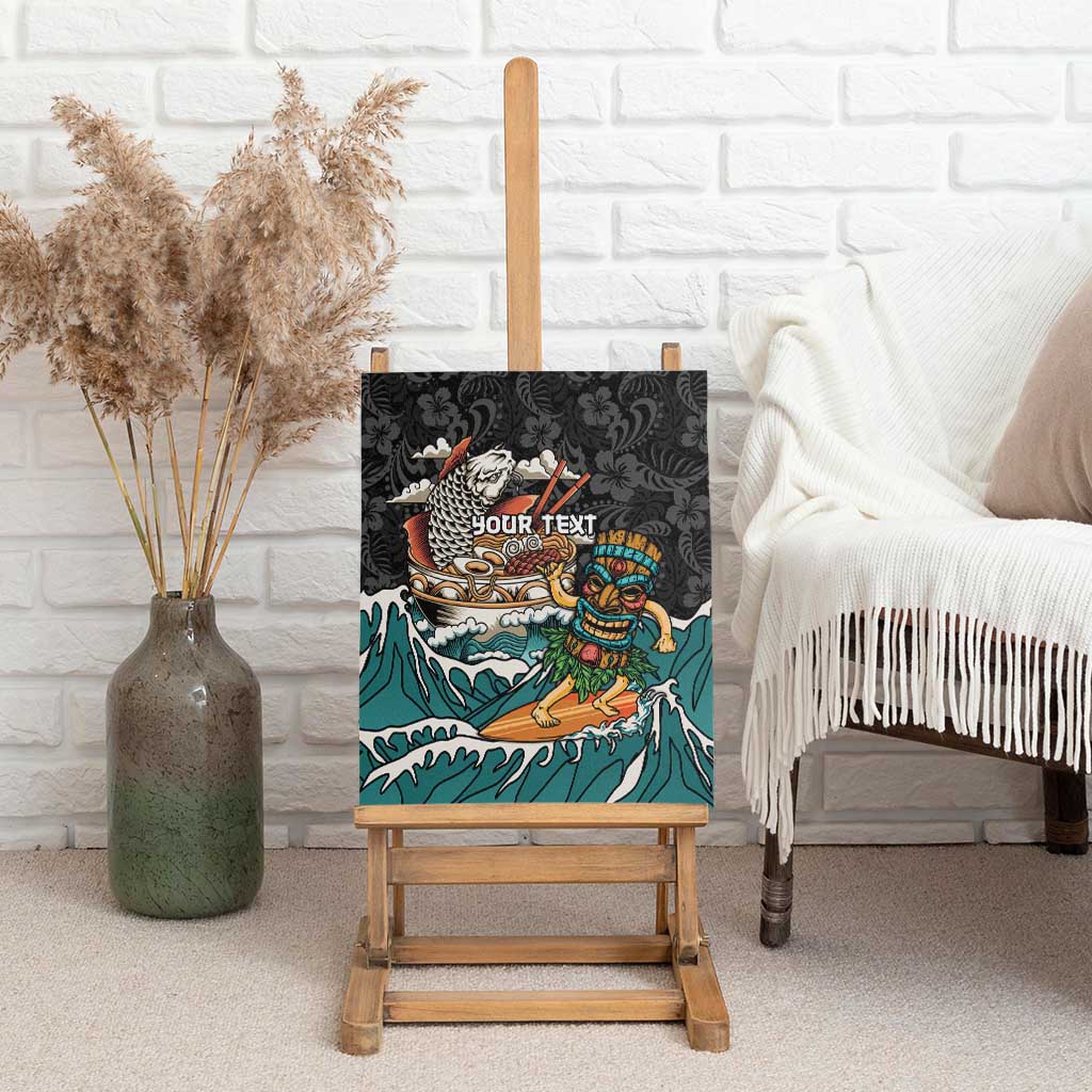 Personalized Japanese Koi Fish Ramen Canvas Wall Art Tiki Surfing Wagara Hibiscus Pattern - Wonder Print Shop