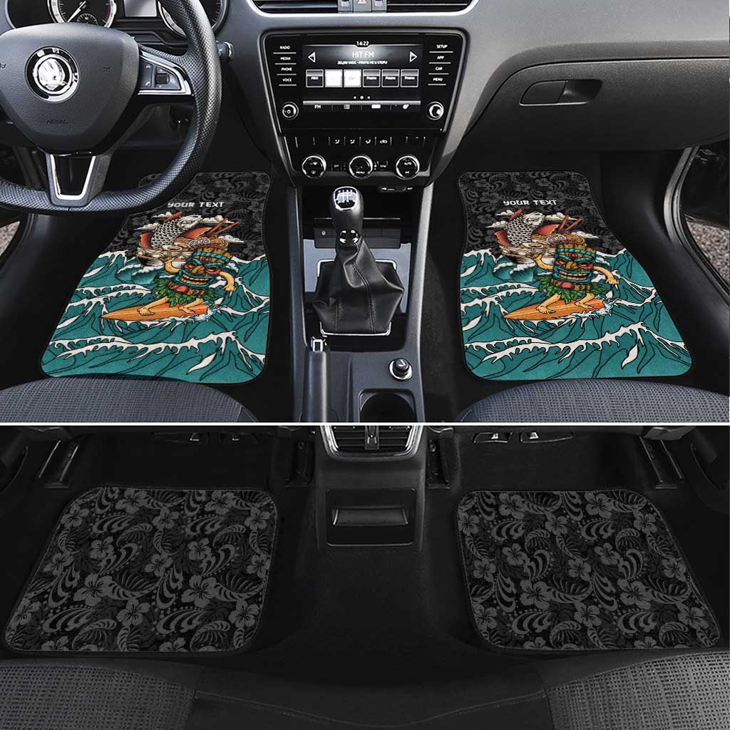 Personalized Japanese Koi Fish Ramen Car Mats Tiki Surfing Wagara Hibiscus Pattern - Wonder Print Shop