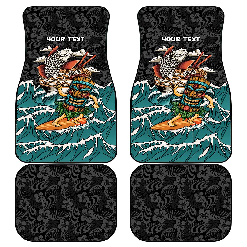 Personalized Japanese Koi Fish Ramen Car Mats Tiki Surfing Wagara Hibiscus Pattern - Wonder Print Shop