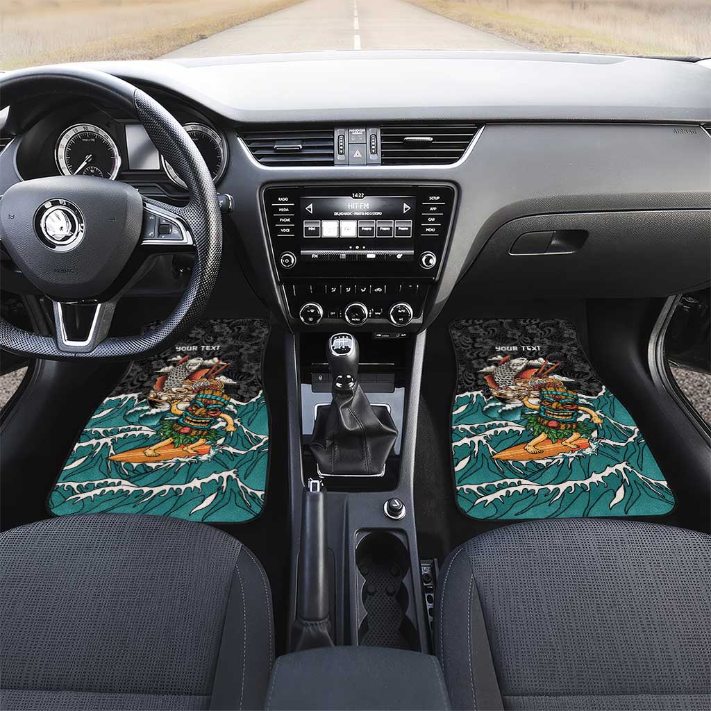 Personalized Japanese Koi Fish Ramen Car Mats Tiki Surfing Wagara Hibiscus Pattern - Wonder Print Shop