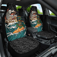 Personalized Japanese Koi Fish Ramen Car Seat Cover Tiki Surfing Wagara Hibiscus Pattern - Wonder Print Shop