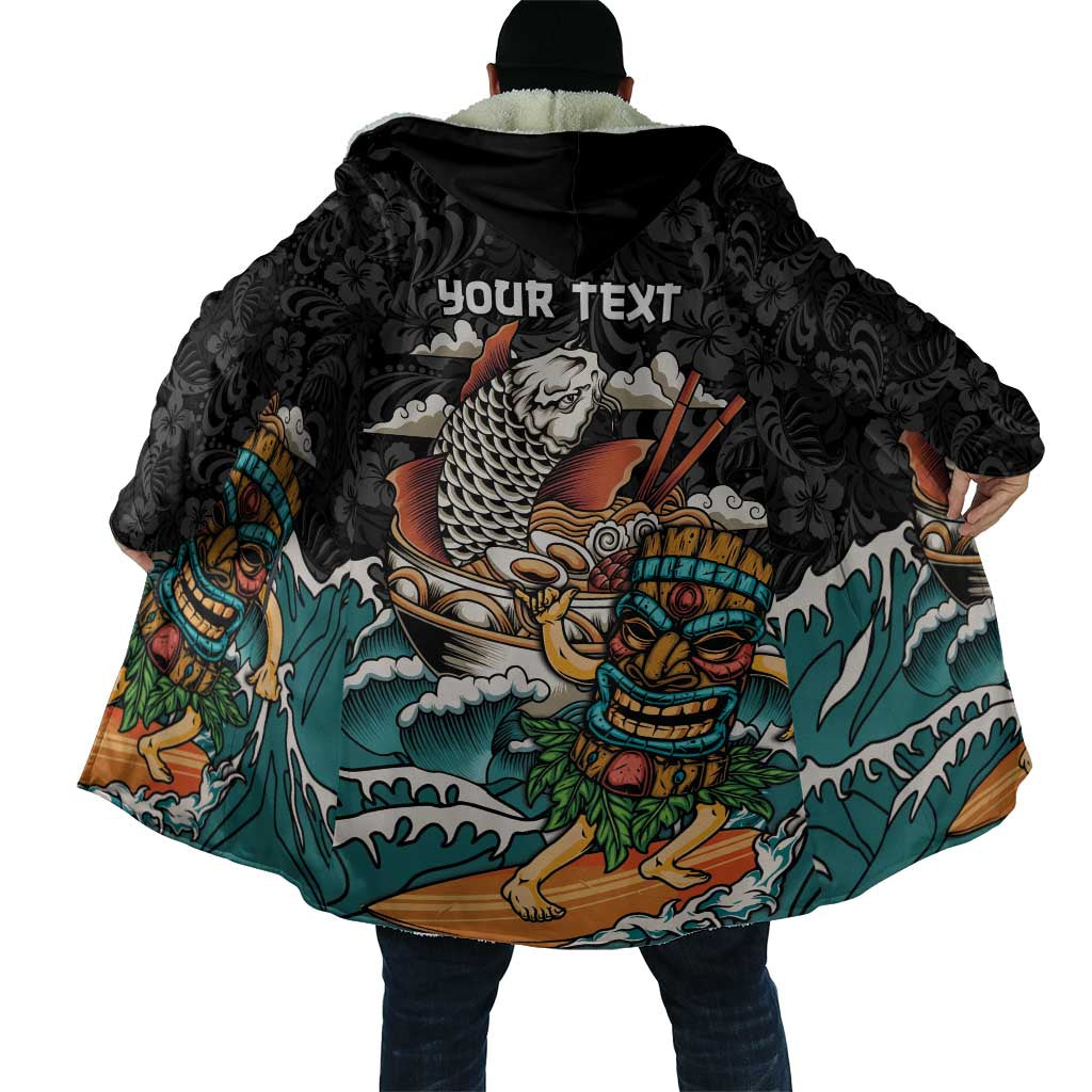 Personalized Japanese Koi Fish Ramen Cloak Tiki Surfing Wagara Hibiscus Pattern - Wonder Print Shop