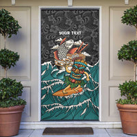 Personalized Japanese Koi Fish Ramen Door Cover Tiki Surfing Wagara Hibiscus Pattern - Wonder Print Shop
