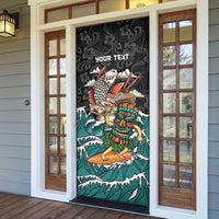 Personalized Japanese Koi Fish Ramen Door Cover Tiki Surfing Wagara Hibiscus Pattern - Wonder Print Shop