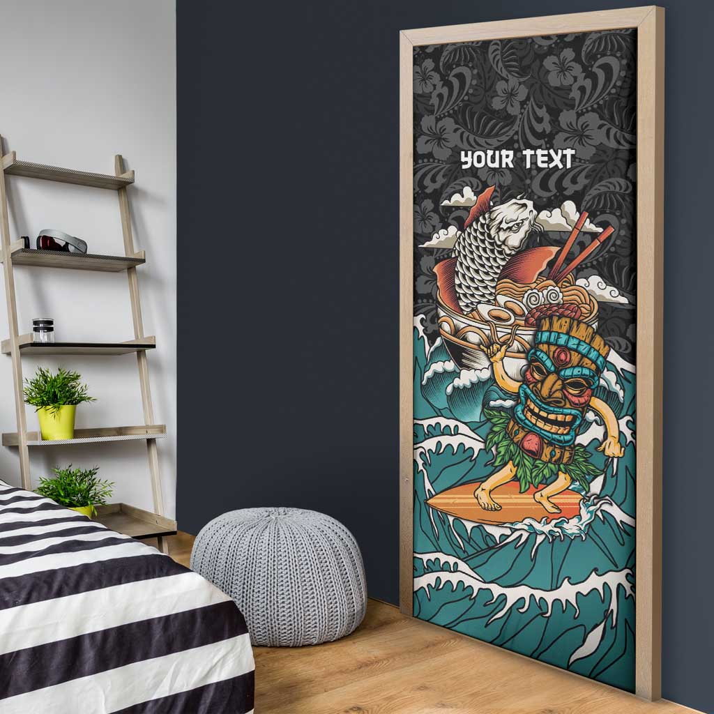 Personalized Japanese Koi Fish Ramen Door Cover Tiki Surfing Wagara Hibiscus Pattern - Wonder Print Shop