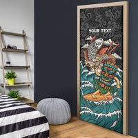 Personalized Japanese Koi Fish Ramen Door Cover Tiki Surfing Wagara Hibiscus Pattern - Wonder Print Shop