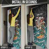 Personalized Japanese Koi Fish Ramen Door Cover Tiki Surfing Wagara Hibiscus Pattern - Wonder Print Shop