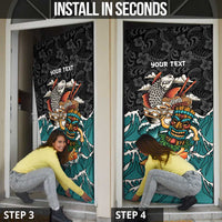 Personalized Japanese Koi Fish Ramen Door Cover Tiki Surfing Wagara Hibiscus Pattern - Wonder Print Shop
