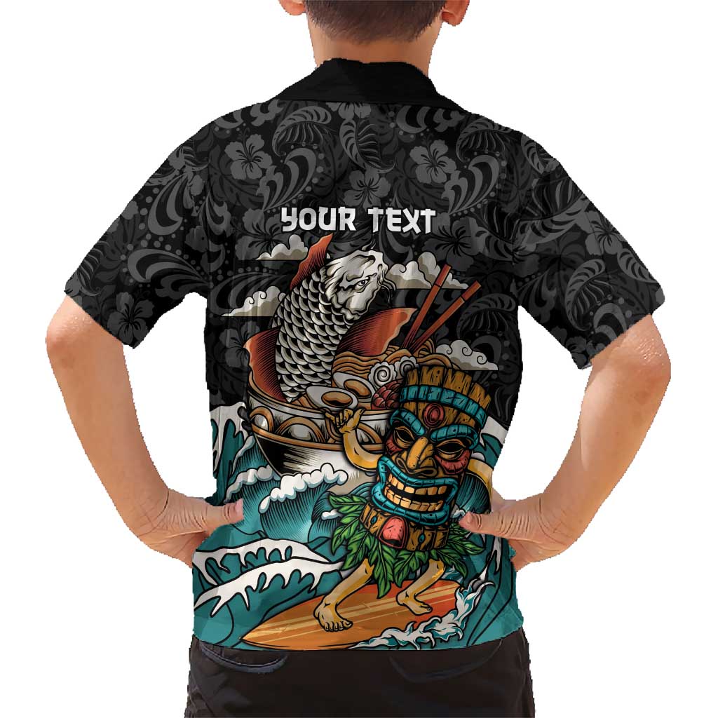 Personalized Japanese Koi Fish Ramen Family Matching Mermaid Dress and Hawaiian Shirt Tiki Surfing Wagara Hibiscus Pattern