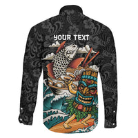 Personalized Japanese Koi Fish Ramen Family Matching Mermaid Dress and Hawaiian Shirt Tiki Surfing Wagara Hibiscus Pattern
