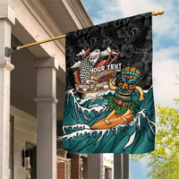 Personalized Japanese Koi Fish Ramen Garden Flag Tiki Surfing Wagara Hibiscus Pattern - Wonder Print Shop