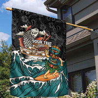 Personalized Japanese Koi Fish Ramen Garden Flag Tiki Surfing Wagara Hibiscus Pattern - Wonder Print Shop