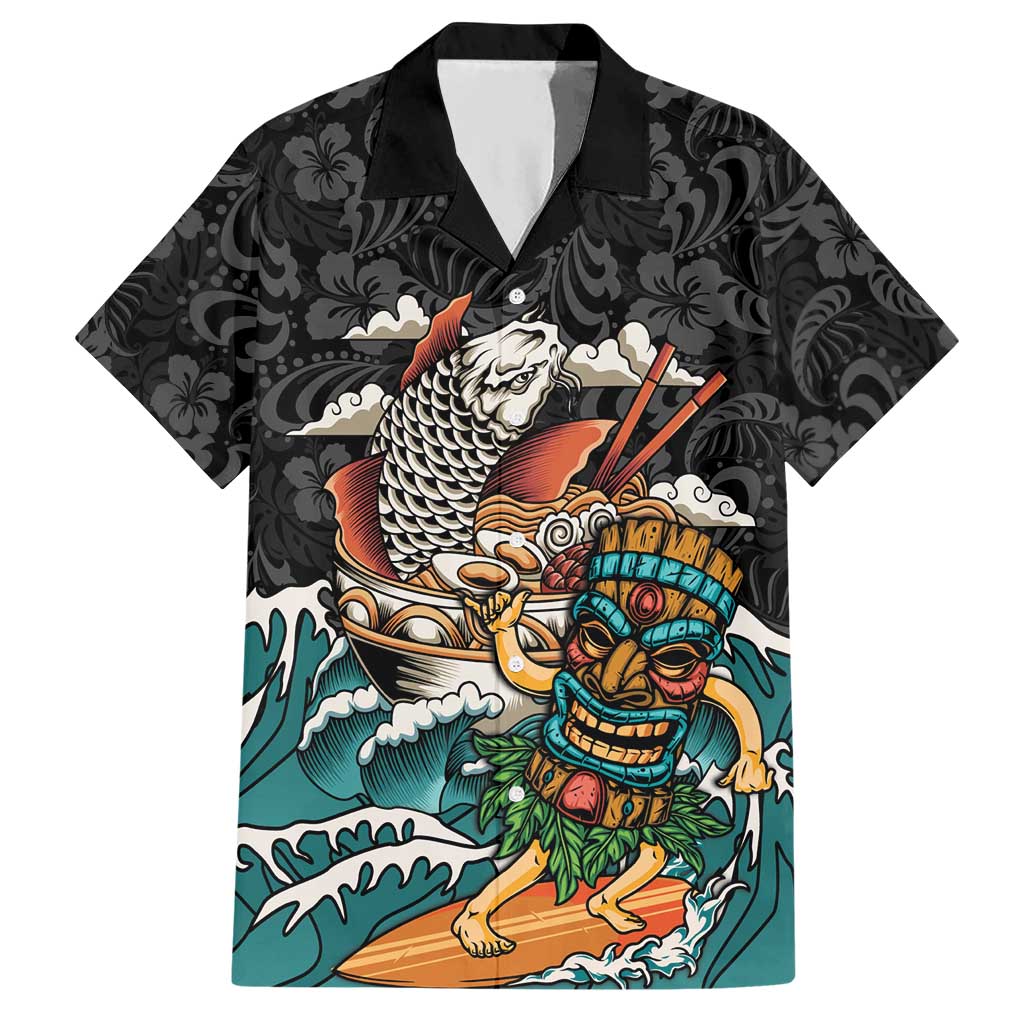 Personalized Japanese Koi Fish Ramen Hawaiian Shirt Tiki Surfing Wagara Hibiscus Pattern - Wonder Print Shop