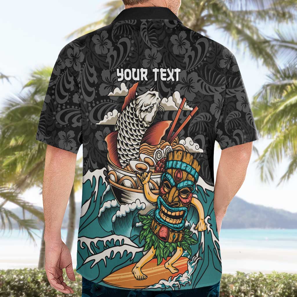 Personalized Japanese Koi Fish Ramen Hawaiian Shirt Tiki Surfing Wagara Hibiscus Pattern - Wonder Print Shop
