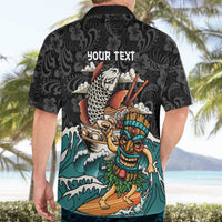Personalized Japanese Koi Fish Ramen Hawaiian Shirt Tiki Surfing Wagara Hibiscus Pattern - Wonder Print Shop