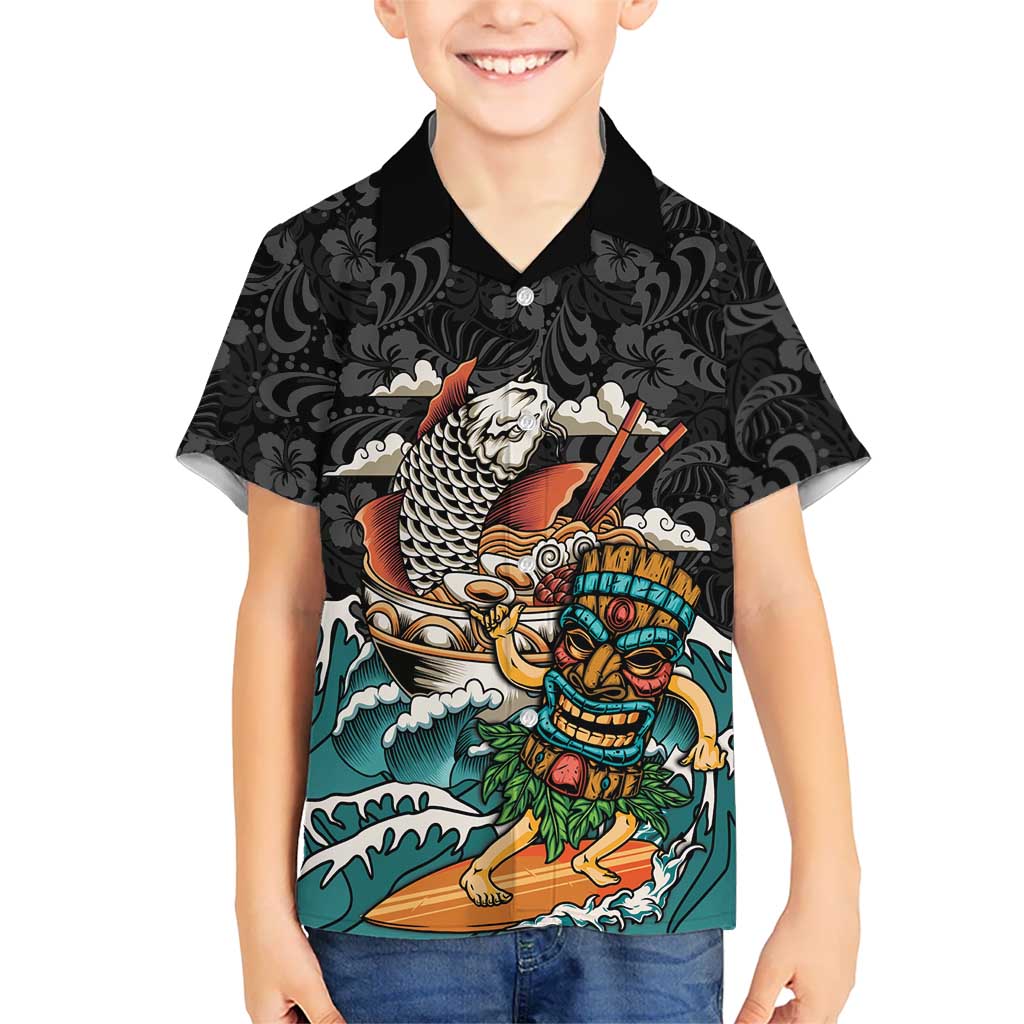 Personalized Japanese Koi Fish Ramen Hawaiian Shirt Tiki Surfing Wagara Hibiscus Pattern - Wonder Print Shop