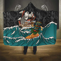 Personalized Japanese Koi Fish Ramen Hooded Blanket Tiki Surfing Wagara Hibiscus Pattern - Wonder Print Shop