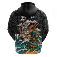 Personalized Japanese Koi Fish Ramen Hoodie Tiki Surfing Wagara Hibiscus Pattern - Wonder Print Shop