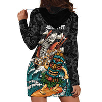 Personalized Japanese Koi Fish Ramen Hoodie Dress Tiki Surfing Wagara Hibiscus Pattern - Wonder Print Shop