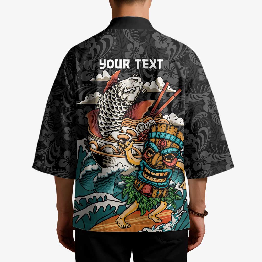 Personalized Japanese Koi Fish Ramen Kimono Tiki Surfing Wagara Hibiscus Pattern - Wonder Print Shop