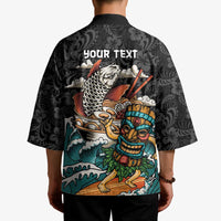 Personalized Japanese Koi Fish Ramen Kimono Tiki Surfing Wagara Hibiscus Pattern - Wonder Print Shop
