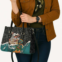 Personalized Japanese Koi Fish Ramen Leather Bag Tiki Surfing Wagara Hibiscus Pattern - Wonder Print Shop