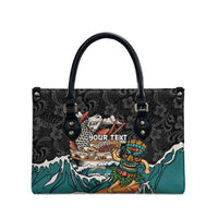 Personalized Japanese Koi Fish Ramen Leather Bag Tiki Surfing Wagara Hibiscus Pattern - Wonder Print Shop