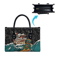 Personalized Japanese Koi Fish Ramen Leather Bag Tiki Surfing Wagara Hibiscus Pattern - Wonder Print Shop