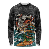 Personalized Japanese Koi Fish Ramen Long Sleeve Shirt Tiki Surfing Wagara Hibiscus Pattern - Wonder Print Shop